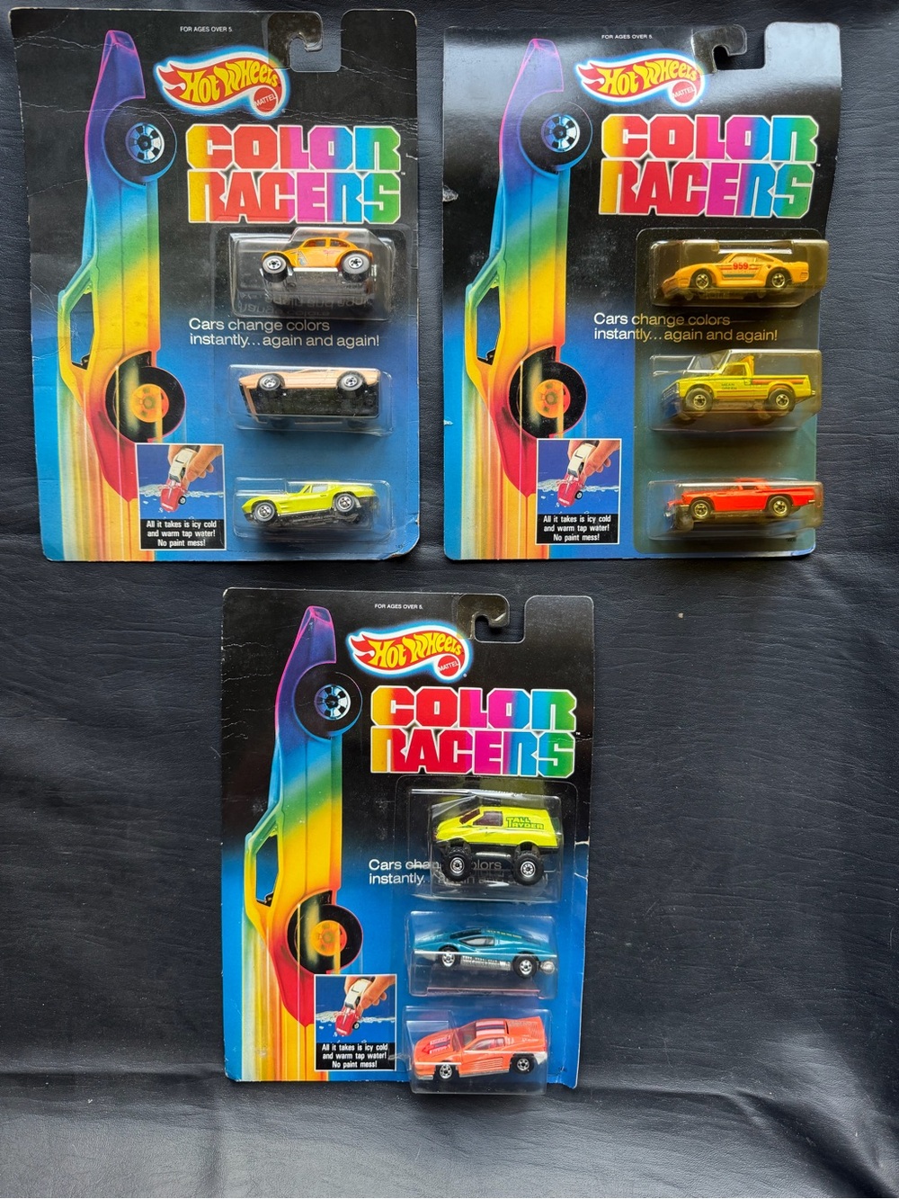 Vintage Factory Sealed 1987 Hot Wheels Color Racers Diecut Vehicles (3 Packs)